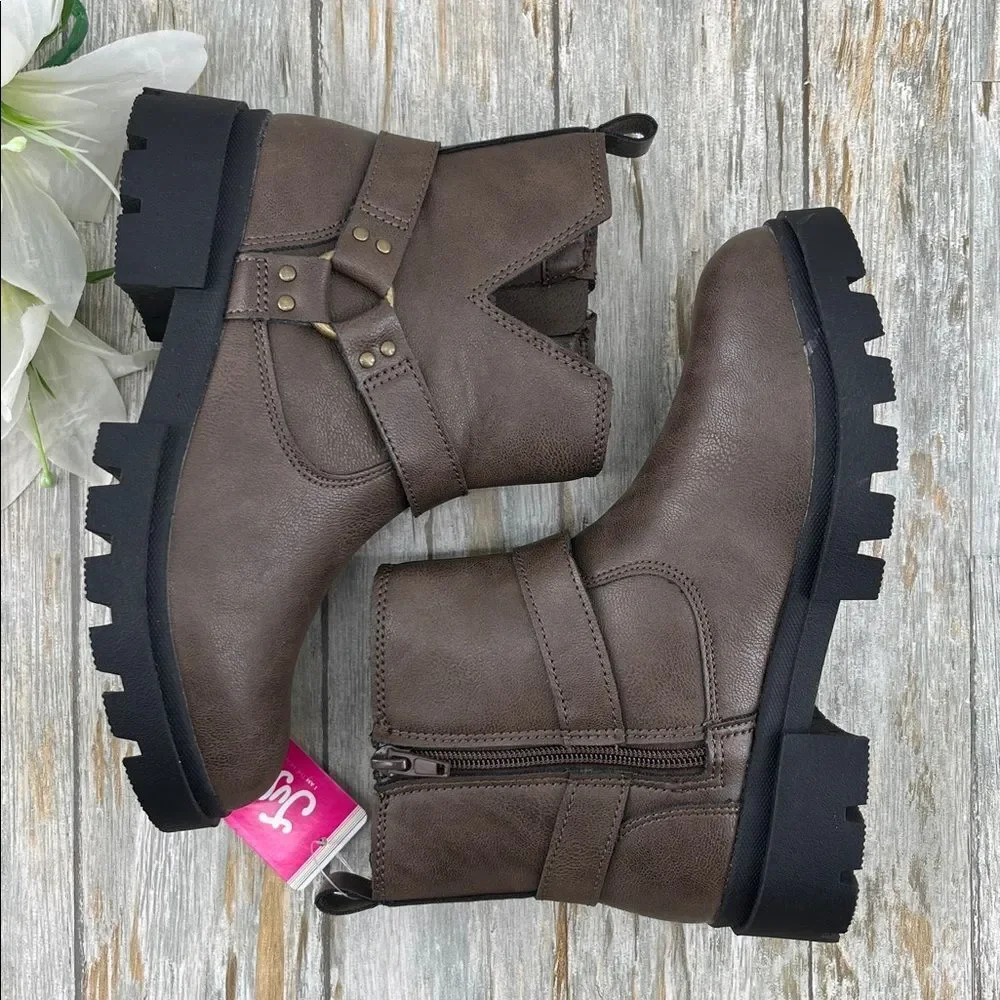 Justice Girls Moto Ankle Boots Shoes Size 3